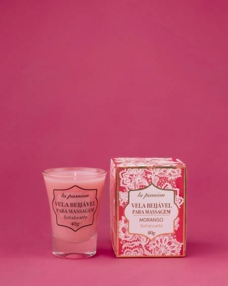 Vela Beijável para Massagem sabor morango